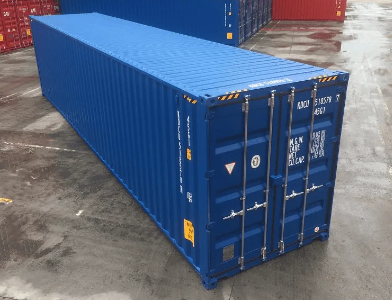 High cube shipping container prepared for dispatch