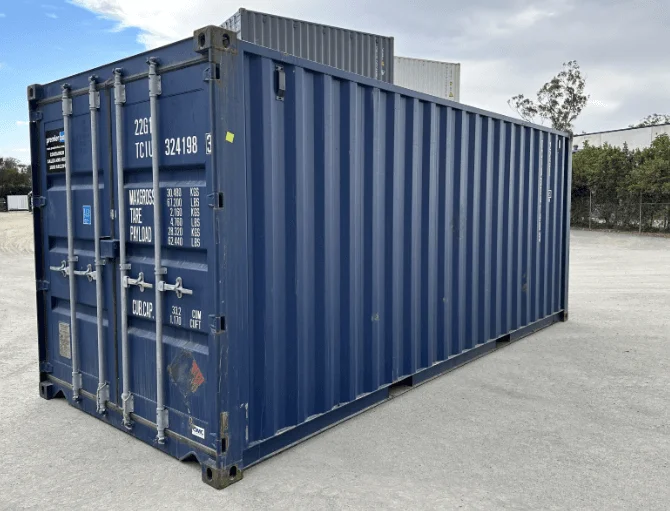 New shipping container in a yard